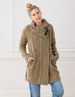 Celtic & Co. Pure Wool Cable Knit Longline Cardigan