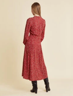 Floral V-Neck Button Front Midi Tea Dress -Cyberjammies Store SD 10 T83 2890W B4 X EC 1