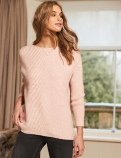 Textured Slash Neck Relaxed Jumper