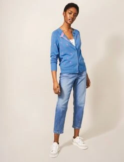 WHITE STUFF Pure Cotton Embroidered Cardigan