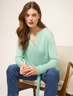 WHITE STUFF V-Neck Tie Front Jumper