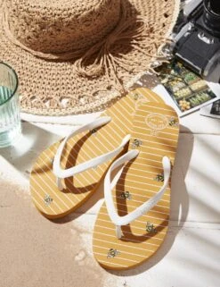 Bee Print Flip Flops