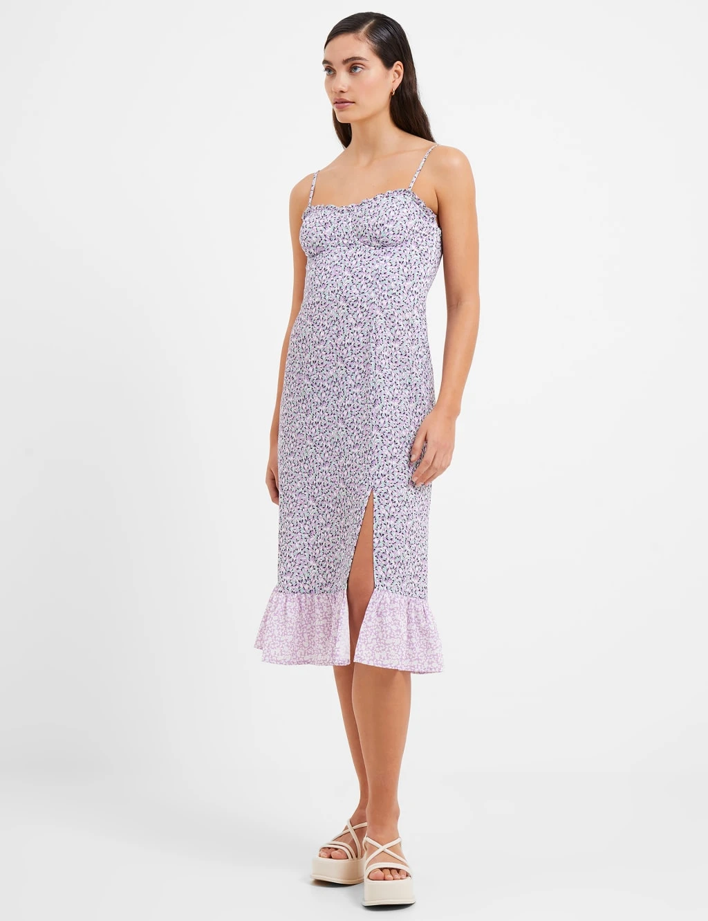 French Connection Floral Sweetheart Neckline Midi Slip Dress 1 French Connection Floral Sweetheart Neckline Midi Slip Dress