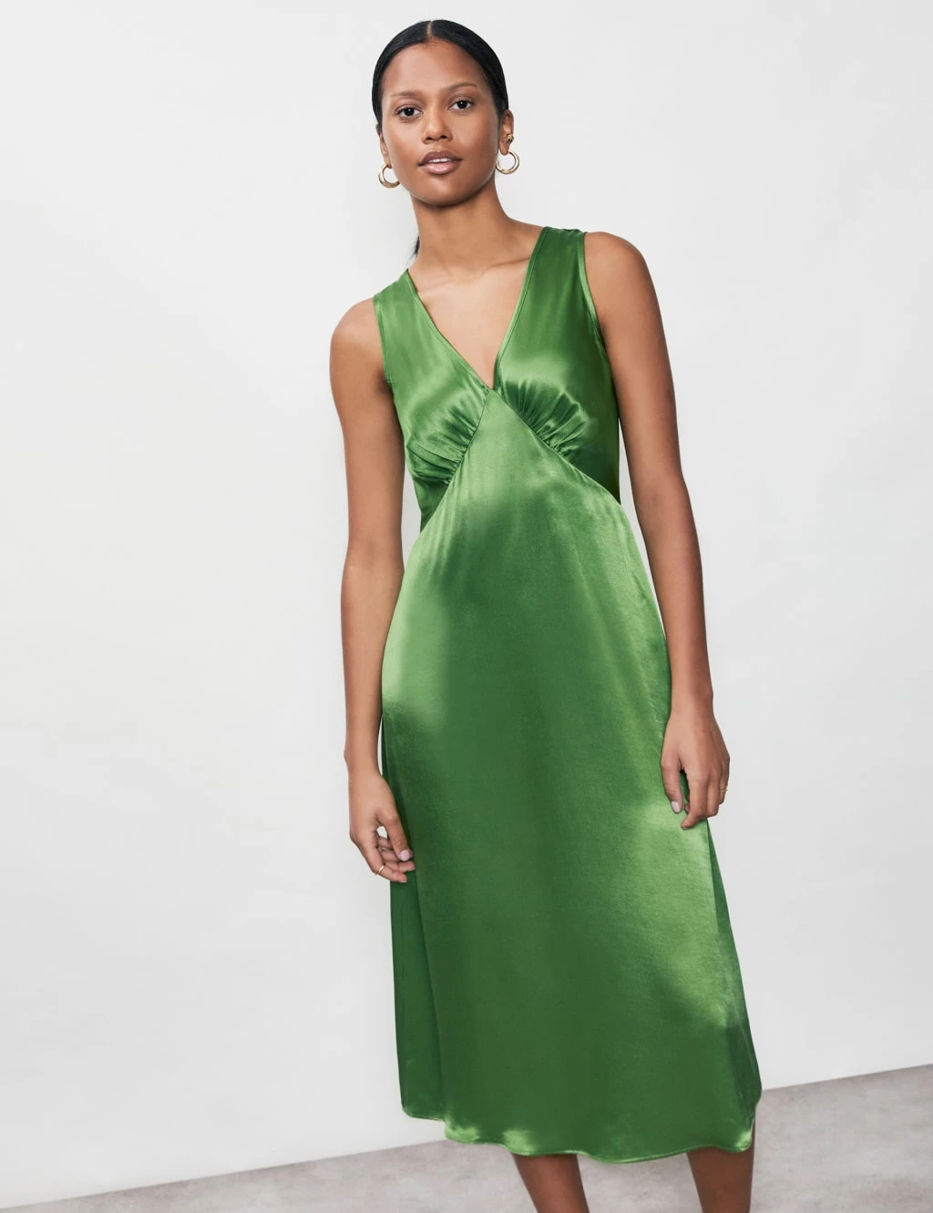 Satin V-Neck Midi Tea Dress 2 Satin V-Neck Midi Tea Dress - Image 2