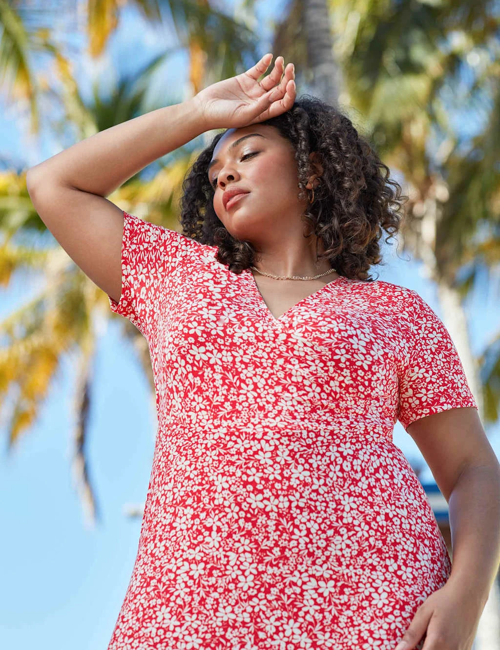 Jersey Ditsy Floral V-Neck Midi Wrap Dress 3 Jersey Ditsy Floral V-Neck Midi Wrap Dress - Image 3