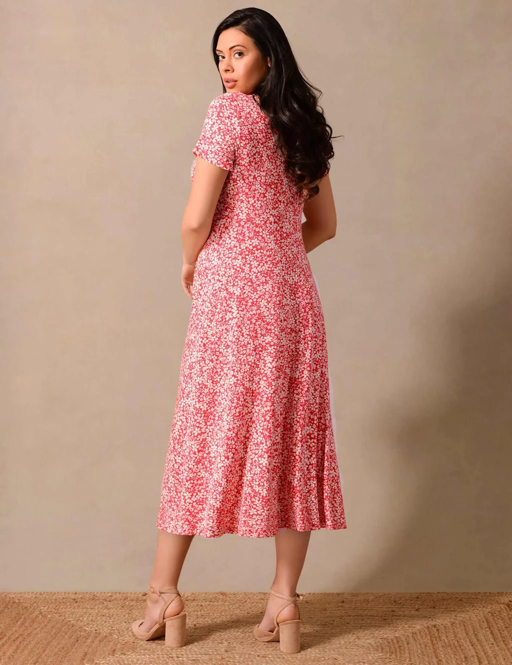 Jersey Ditsy Floral V-Neck Midi Wrap Dress 5 Jersey Ditsy Floral V-Neck Midi Wrap Dress - Image 5