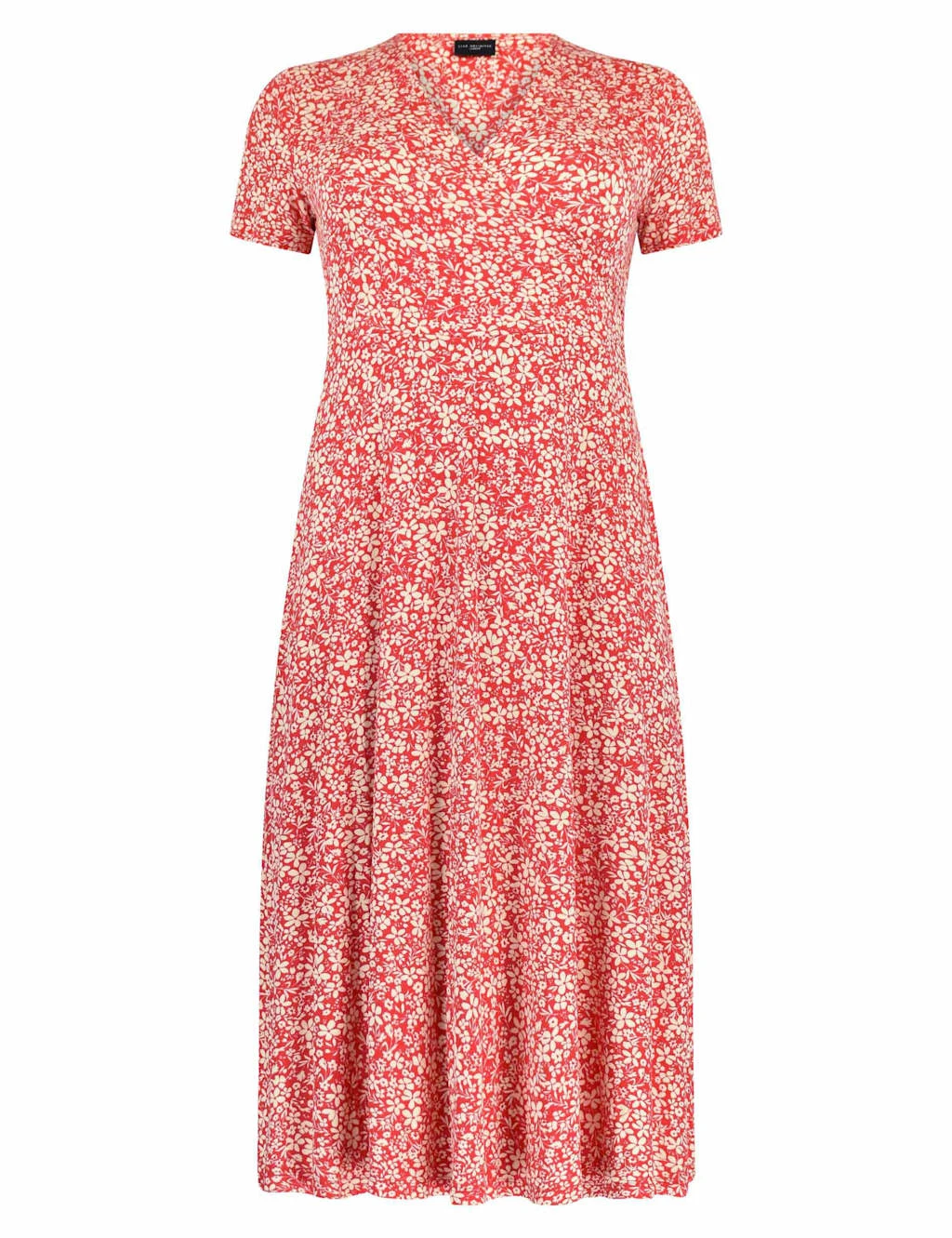 Jersey Ditsy Floral V-Neck Midi Wrap Dress 2 Jersey Ditsy Floral V-Neck Midi Wrap Dress - Image 2
