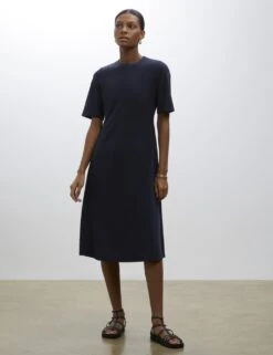 Round Neck Midi Swing Dress