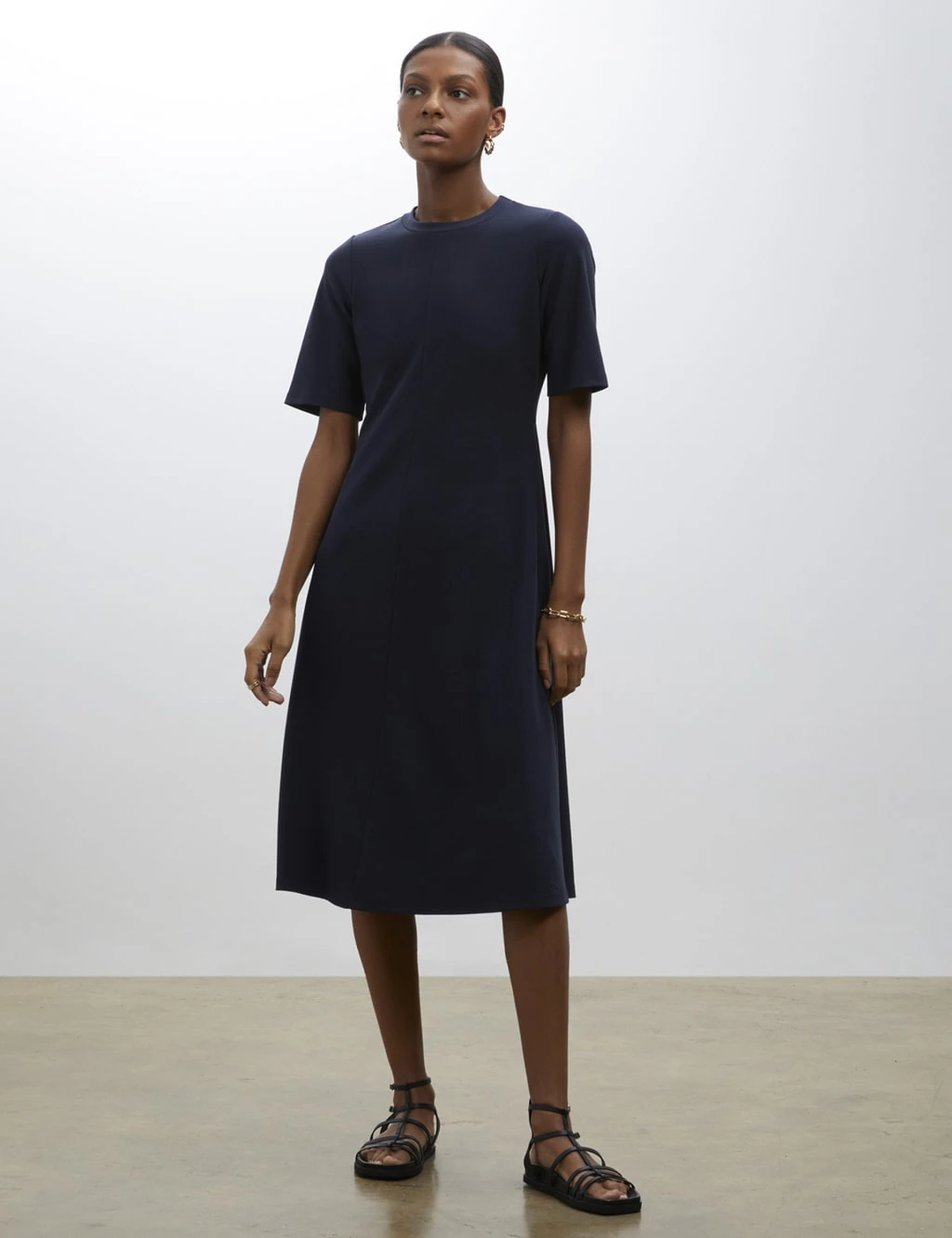 Round Neck Midi Swing Dress 1 Round Neck Midi Swing Dress