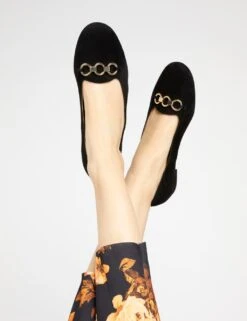 Jones Bootmaker Suede Buckle Flat Loafers