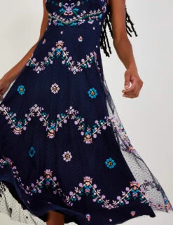 MONSOON Embroidered Midi Tiered Dress -Cyberjammies Store SD 10 T83 5772W F4 X EC 2
