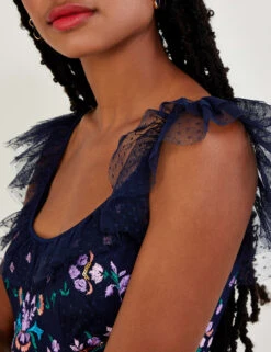 MONSOON Embroidered Midi Tiered Dress -Cyberjammies Store SD 10 T83 5772W F4 X EC 3