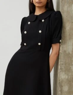 Button Detail Midi Waisted Dress -Cyberjammies Store SD 10 T83 6523W Y0 X EC 2