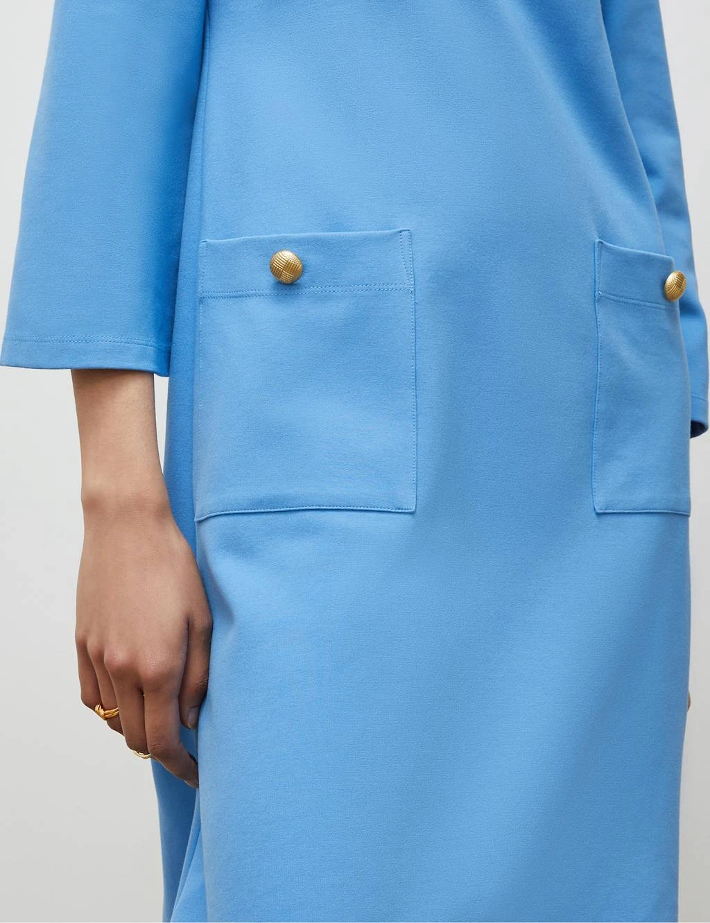 Button Detail Knee Length Shift Dress 3 Button Detail Knee Length Shift Dress - Image 3