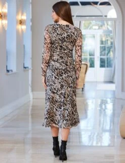 Animal Print Ruched Midi Column Dress -Cyberjammies Store SD 10 T83 7014W K4 X EC 2