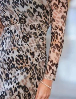 Animal Print Ruched Midi Column Dress -Cyberjammies Store SD 10 T83 7014W K4 X EC 3