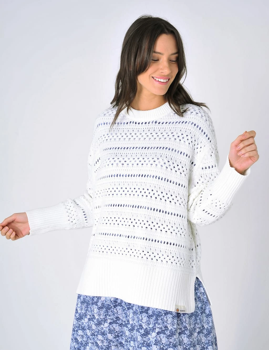 Pure Cotton Textured Split Hem Jumper 1 Pure Cotton Textured Split Hem Jumper