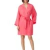 DKNY Satin Geometric Tie Short Kimono Robe