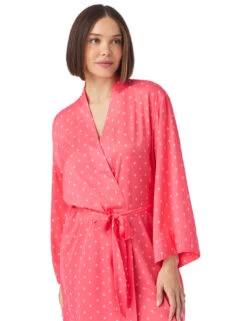 DKNY Satin Geometric Tie Short Kimono Robe -Cyberjammies Store Satin Geometric Tie Short Kimono Robe 3
