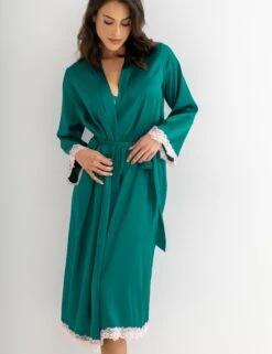 Pour Moi Satin & Lace Wide Sleeve Robe -Cyberjammies Store Satin Lace Wide Sleeve Robe 5