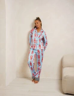 Satin Lobster Print Pyjama Set 30 Satin Lobster Print Pyjama Set -Cyberjammies Store Satin Lobster Print Pyjama Set 10