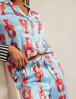 Satin Lobster Print Pyjama Set 24 Satin Lobster Print Pyjama Set -Cyberjammies Store Satin Lobster Print Pyjama Set 4