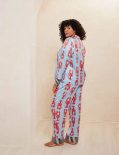 Satin Lobster Print Pyjama Set 26 Satin Lobster Print Pyjama Set -Cyberjammies Store Satin Lobster Print Pyjama Set 6