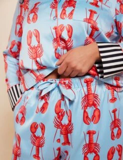 Satin Lobster Print Pyjama Set 28 Satin Lobster Print Pyjama Set -Cyberjammies Store Satin Lobster Print Pyjama Set 8