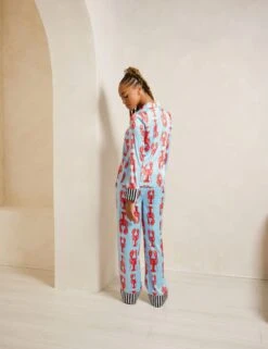 Satin Lobster Print Pyjama Set 29 Satin Lobster Print Pyjama Set -Cyberjammies Store Satin Lobster Print Pyjama Set 9