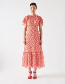 Silk Rich Ditsy Midaxi Tiered Skater Dress