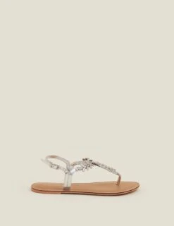 Accessorize Sparkle Ankle Strap Flat Toe Thong Sandals