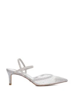 Dune London Sparkle Mesh Detail Kitten Heel Court Shoes