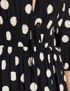 Spot Print V-Neck Midi Skater Dress -Cyberjammies Store Spot Print V Neck Midi Skater Dress 3