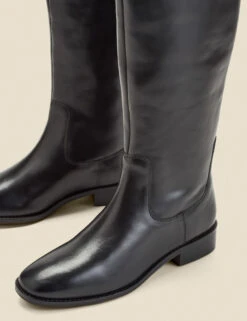 Square Toe Flat Leather Boots -Cyberjammies Store Square Toe Flat Leather Boots 3