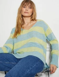 MONSOON Striped V-Neck Jumper With Wool -Cyberjammies Store Striped V Neck Jumper with Wool 2