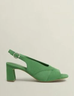 Suede Block Heel Slingback Open Toe Sandals