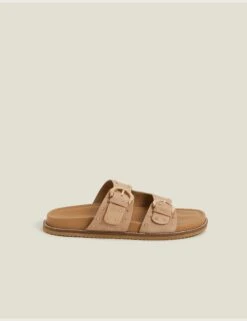 Accessorize Suede Buckle Studded Footbed Sliders