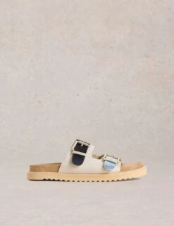 WHITE STUFF Suede Colour Block Footbed Sandals