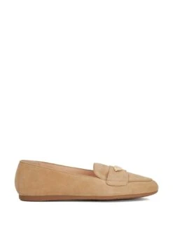 Dune London Suede Metal Trim Slip On Flat Loafers