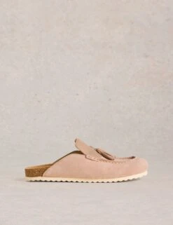 WHITE STUFF Suede Tassel Slip On Footbed Mules