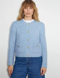 MONSOON Textured Scallop Edge Cropped Cardigan