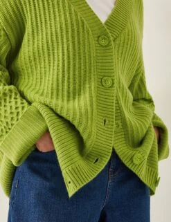 MONSOON Textured V-Neck Oversized Cardigan -Cyberjammies Store Textured V Neck Oversized Cardigan 2