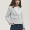 Tweed Textured Single Breasted Blazer