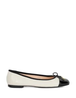 Dune London Wide Fit Leather Patent Toe Ballet Pumps