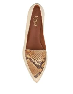 Jones Bootmaker Wide Fit Leather Snake Print Flat Pointed Pumps -Cyberjammies Store Wide Fit Leather Snake Print Flat Pointed Pumps 2