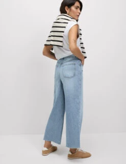 Wide Leg Cropped Jeans -Cyberjammies Store Wide Leg Cropped Jeans 4