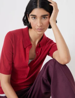 Wool Blend Textured Polo Neck Knitted Top -Cyberjammies Store Wool Blend Textured Polo Neck Knitted Top 2