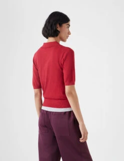 Wool Blend Textured Polo Neck Knitted Top -Cyberjammies Store Wool Blend Textured Polo Neck Knitted Top 3