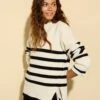 Wool Rich Striped Relaxed Jumper