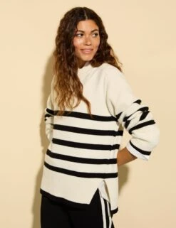 Wool Rich Striped Relaxed Jumper